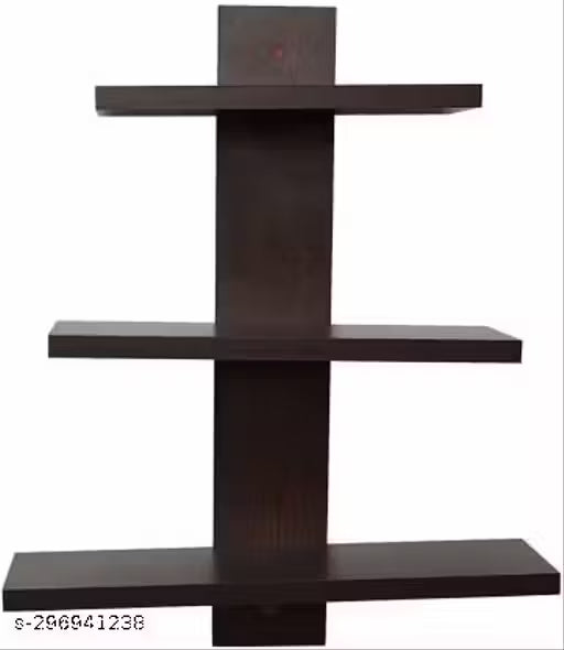 Premium Wooden Wall Shelf for Living Room | Modern 3-Tier Floating Display Rack for Home Decor, Idols & Candles (Black/Dark Brown)